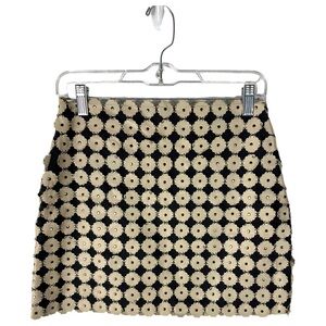 Catherine Malandrino Leather Appliqué Flower Chain Skirt NWOT 6 fits like a 2/4